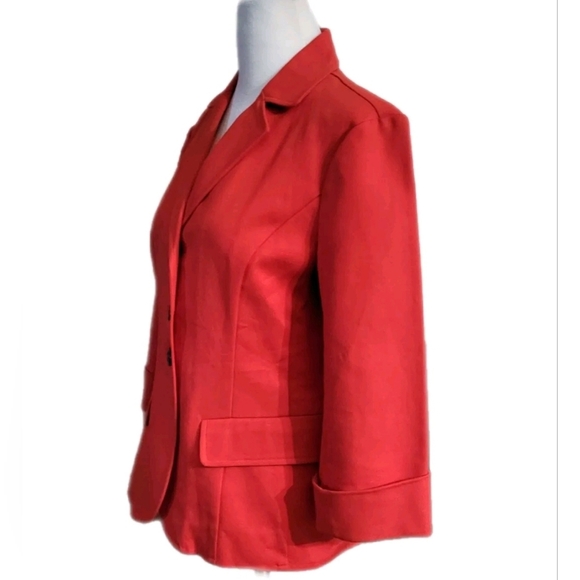 Gallia Moda Red Button Front Dress Blazer 3/4 Sleeve Darted Flattering Fit Sz 4 - Picture 4 of 9